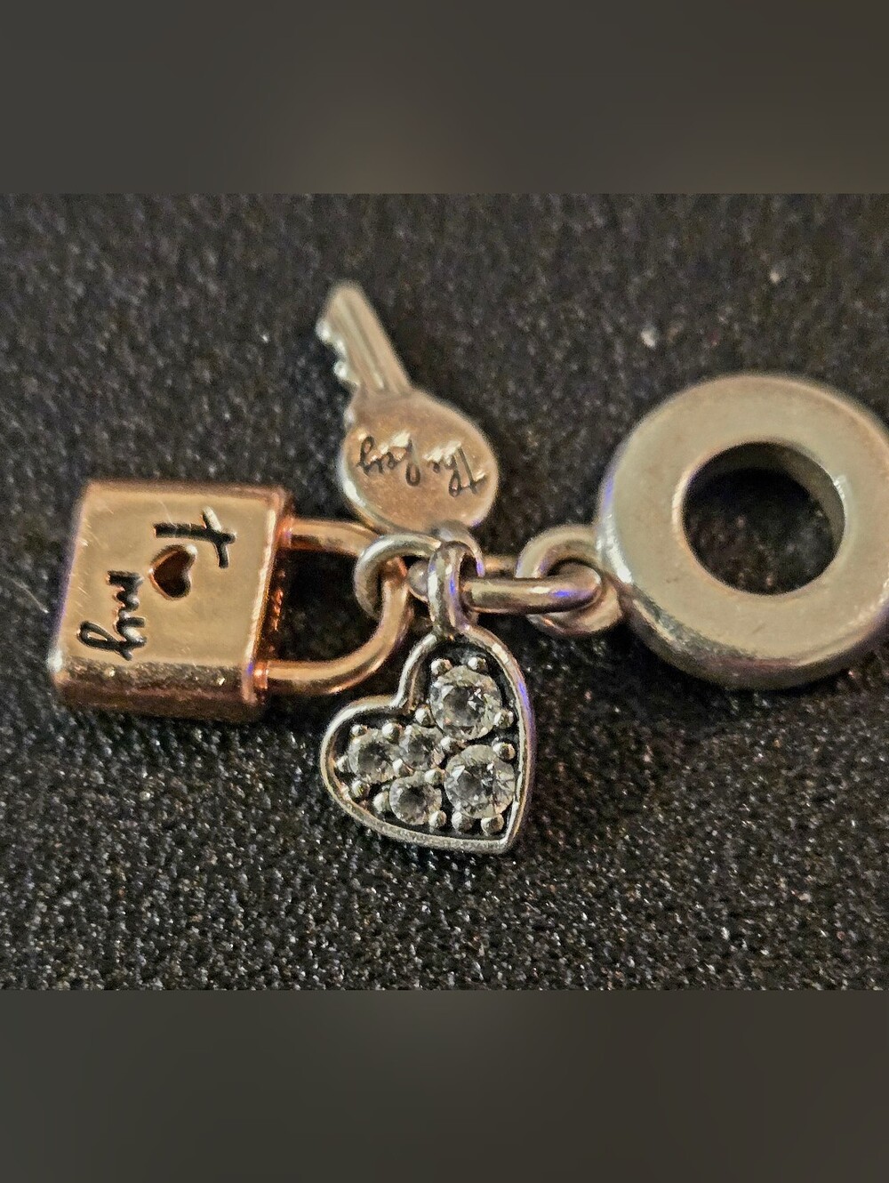 Pandora Key To My Heart Charm Bracelet Pendant with Clear Stones